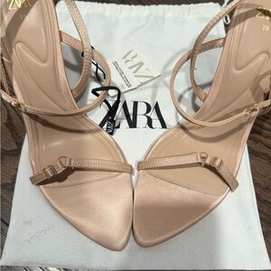 Zara nude strappy Heels with Modern Minimalist Straps